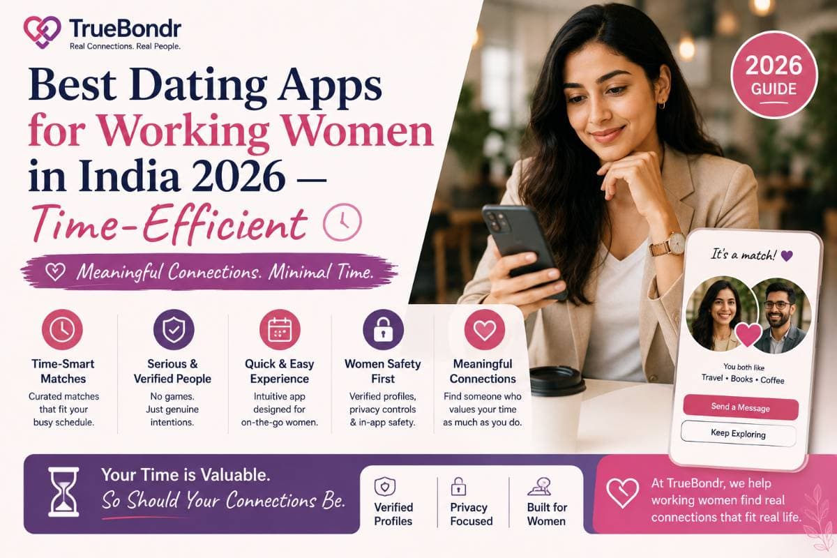 Best Dating Apps for Working Women in India 2026 — Time-Efficient | TrueBondr Best Dating Apps for Working Women in India 2026 — Time-Efficient | TrueBondr