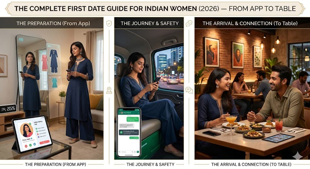 Complete First Date Guide for Indian Women 2026 — From App to Table | TrueBondr Complete First Date Guide for Indian Women 2026 — From App to Table | TrueBondr