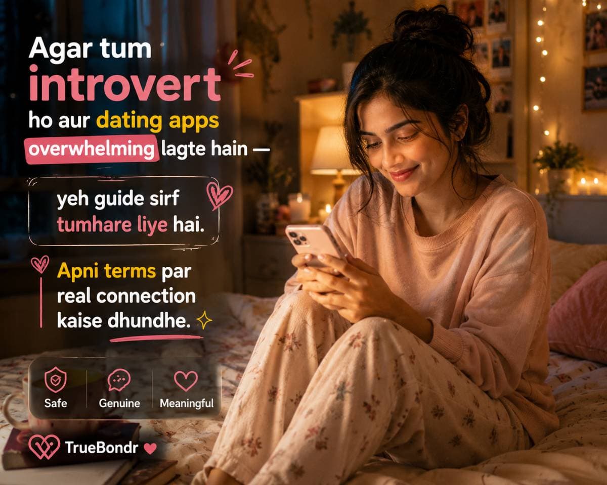 Ghar Par Rehte Hue Dating Kaise Kare — Indian Ladkiyon Ki Guide 2026 | TrueBondr Ghar Par Rehte Hue Dating Kaise Kare — Indian Ladkiyon Ki Guide 2026 | TrueBondr
