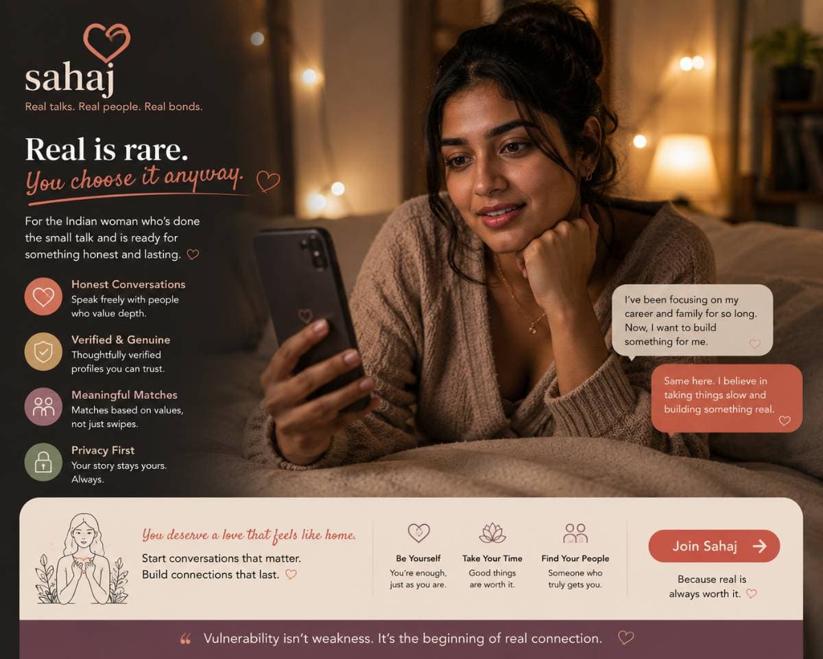 How to Be Vulnerable on a Dating App Without Oversharing — Guide for Indian Women 2026 | TrueBondr How to Be Vulnerable on a Dating App Without Oversharing — Guide for Indian Women 2026 | TrueBondr