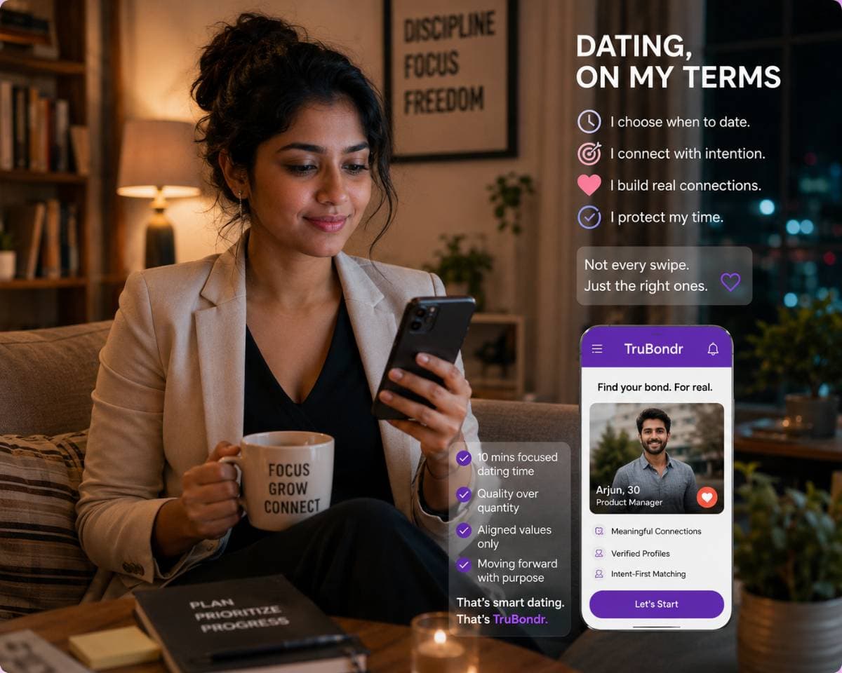 Best Time to Use Dating Apps in India 2026 — The 20-Minute Method | TrueBondr Best Time to Use Dating Apps in India 2026 — The 20-Minute Method | TrueBondr
